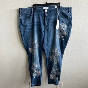 NWT Lane Bryant Flower Embroidery Super Stretch Skinny Jeans Size 26